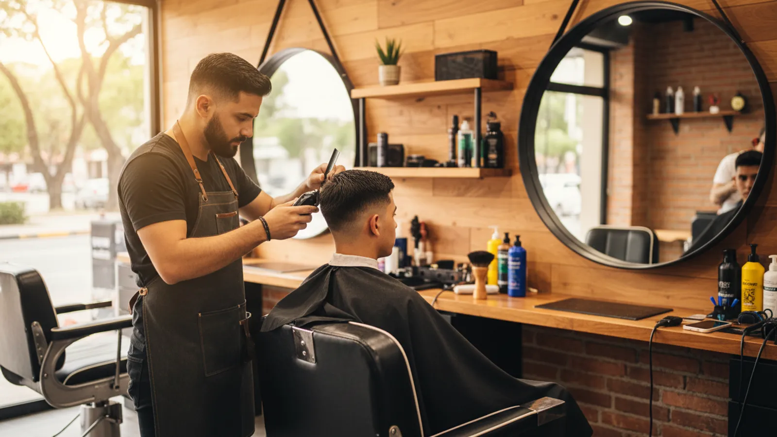Barbero haciendo un fade a un cliente en una barbería de Panamá