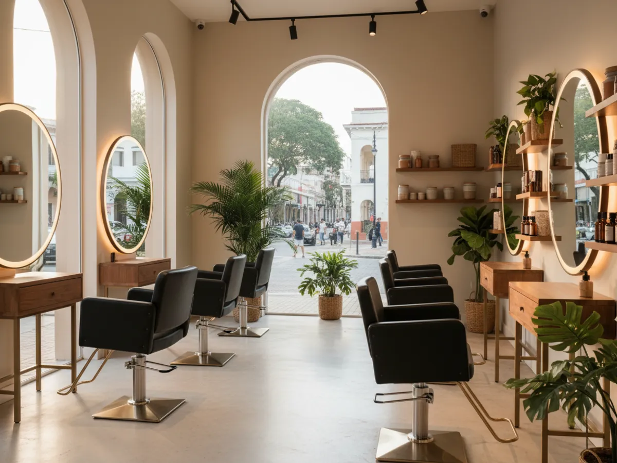 Salón de belleza listo para abrir por la mañana